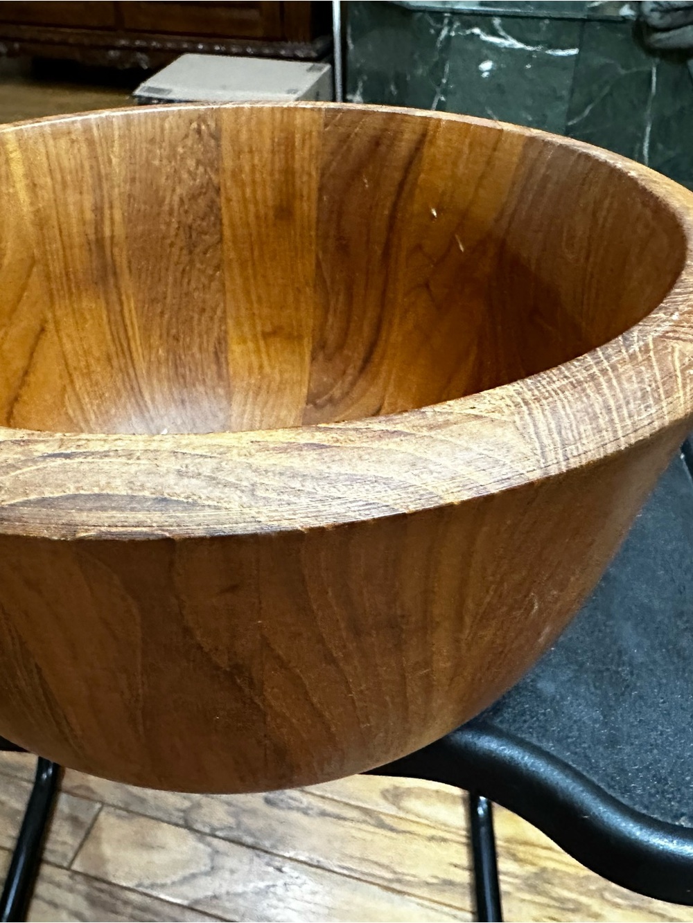Vintage Dansk Wooden Salad Bowl - Warm Natural Wood. Large.